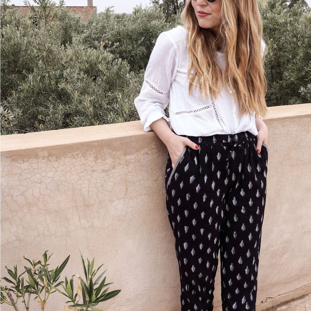 UO Black and White Printed Pants